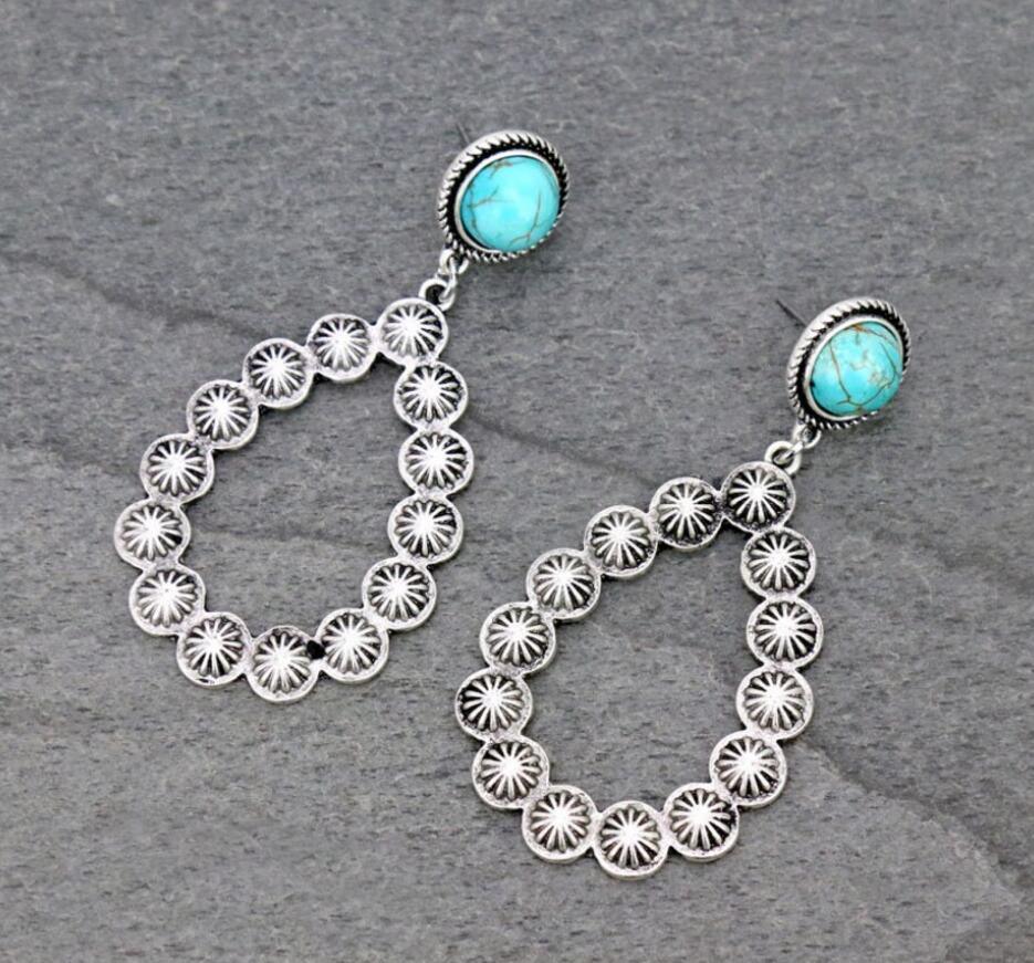 Artificial Turquoise Teardrop Earrings Carauana Store