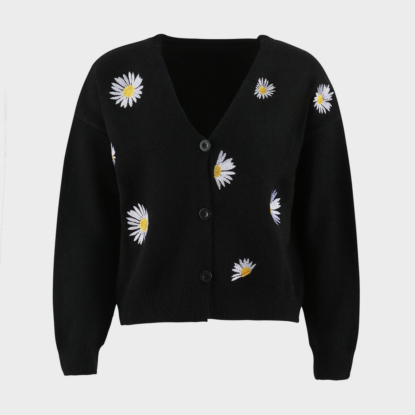 Flower Button Front Dropped Shoulder Cardigan Carauana Store