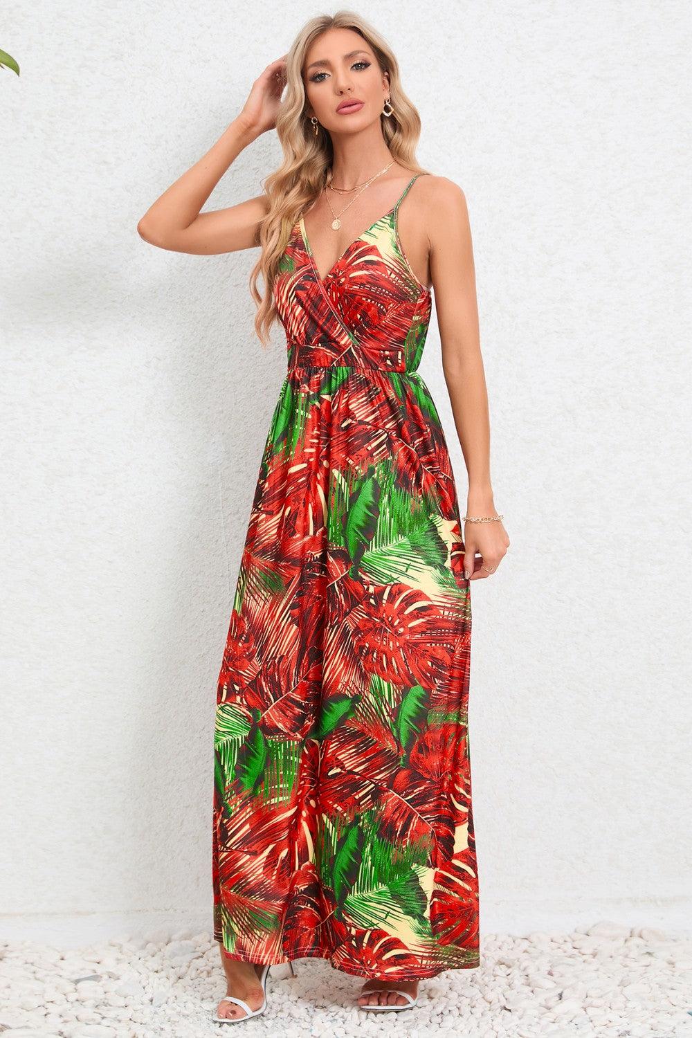 Printed Surplice Maxi Cami Dress Carauana Store