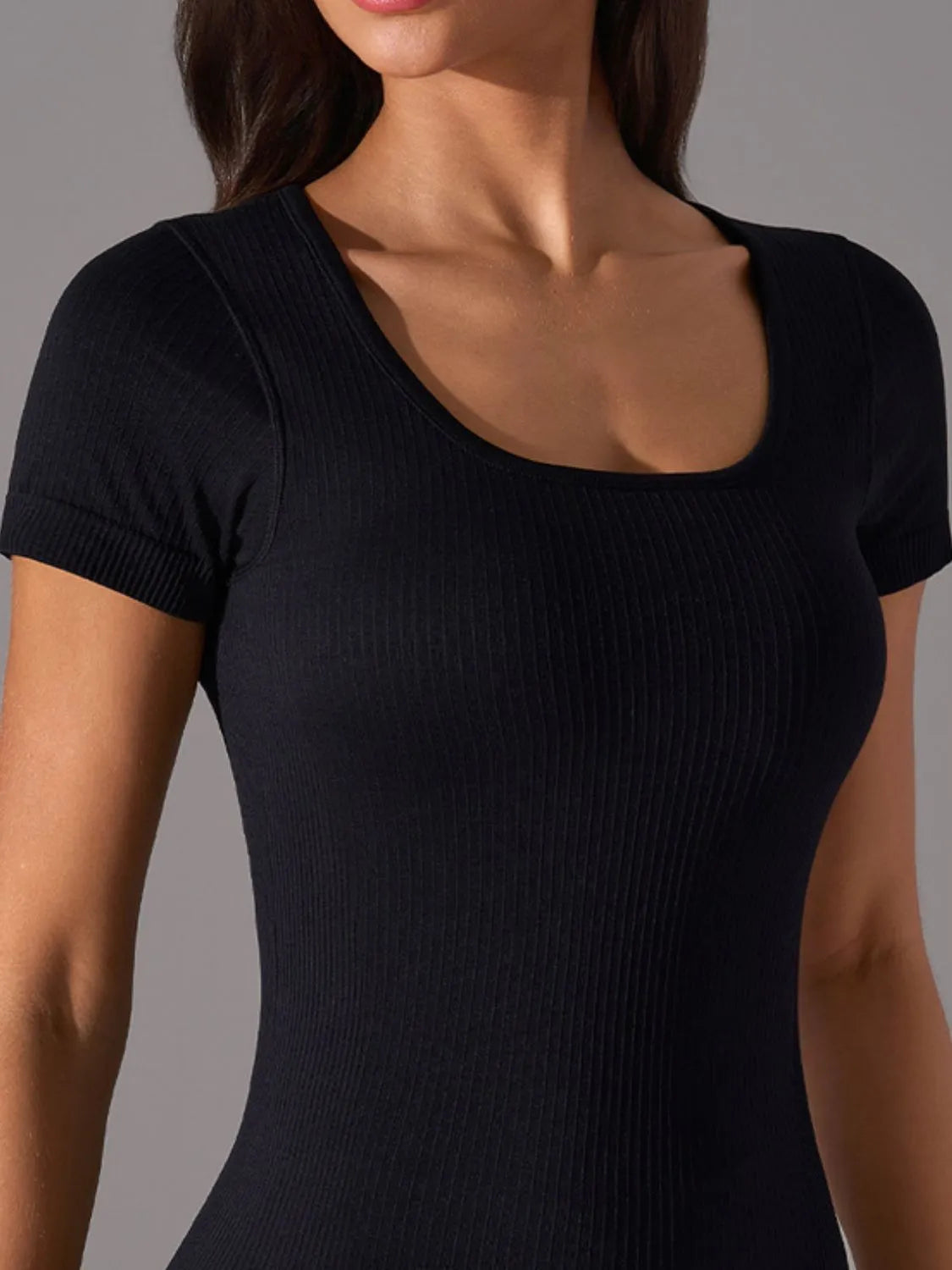 Square Neck Active T-Shirt with Detachable Chest Pads Carauana Store