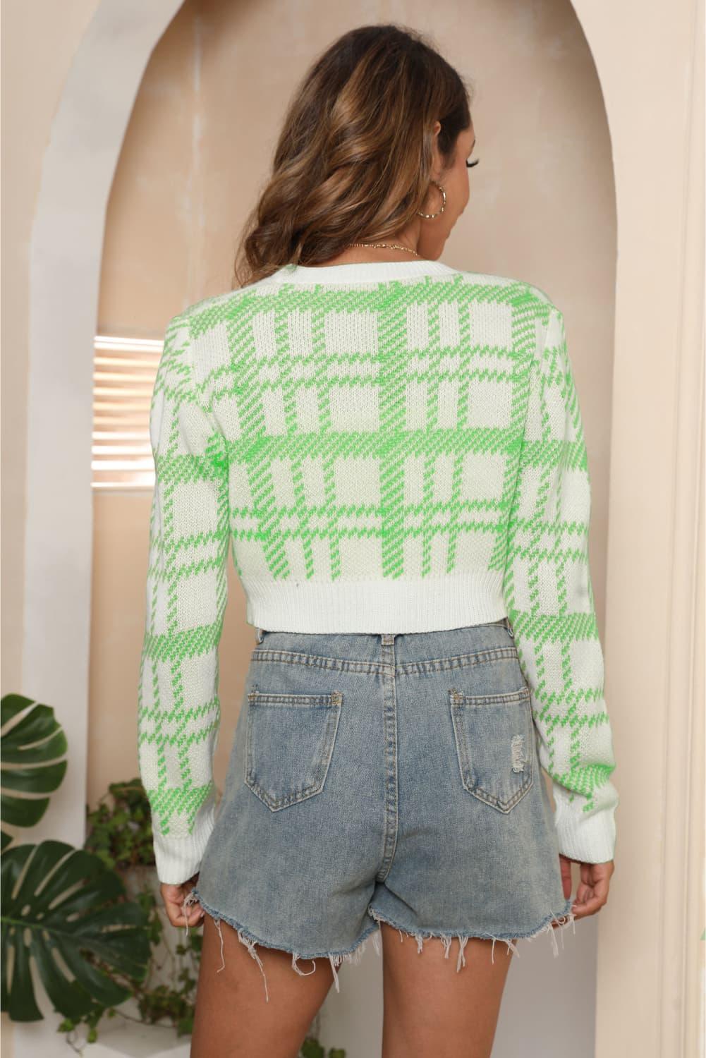 V-Neck Cropped Button-Up Cardigan Carauana Store