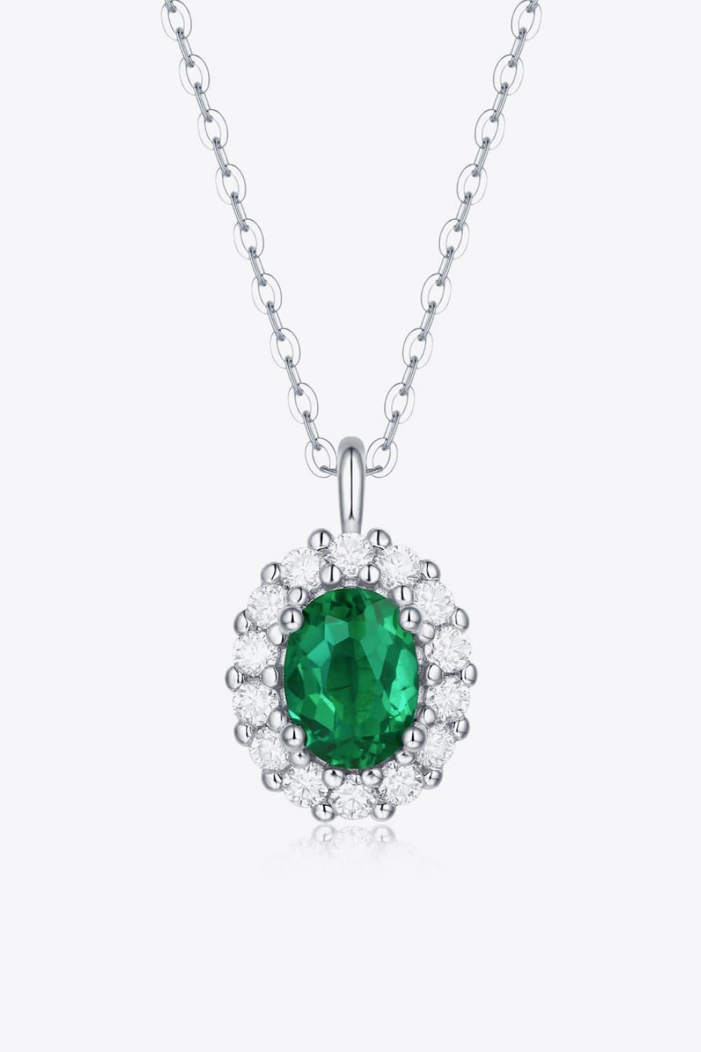 1.5 Carat Lab-Grown Emerald 925 Sterling Silver Necklace Carauana Store
