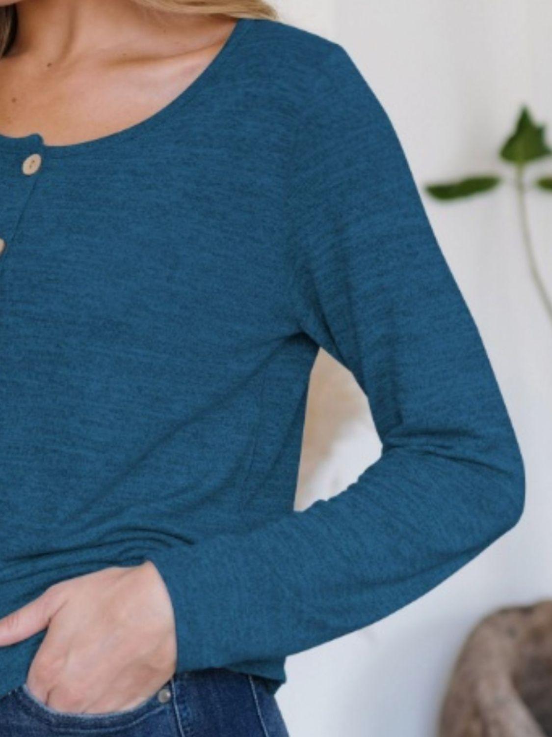 FAM-FAM Button Up Round Neck Long Sleeve Cardigan Carauana Store