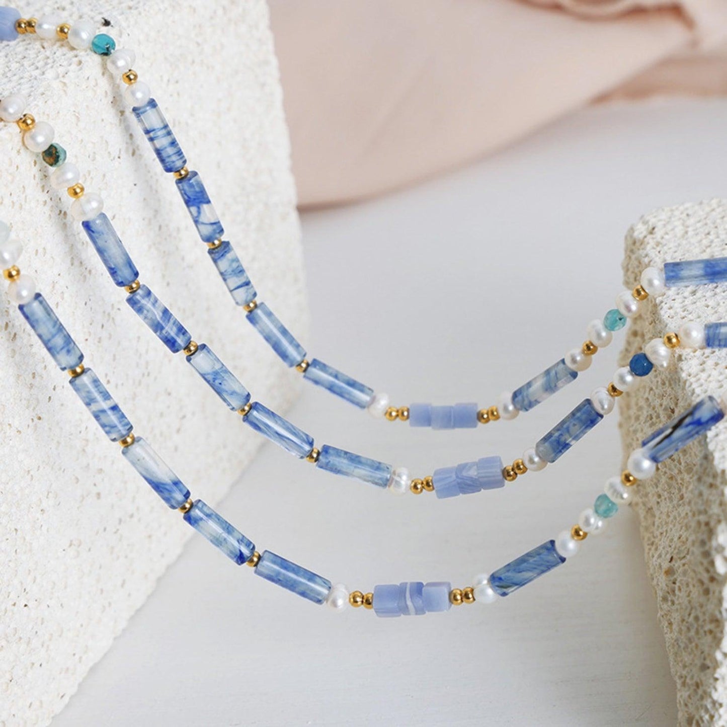 Freshwater Pearl Titanium Steel Geometric Bead Necklace Carauana Store