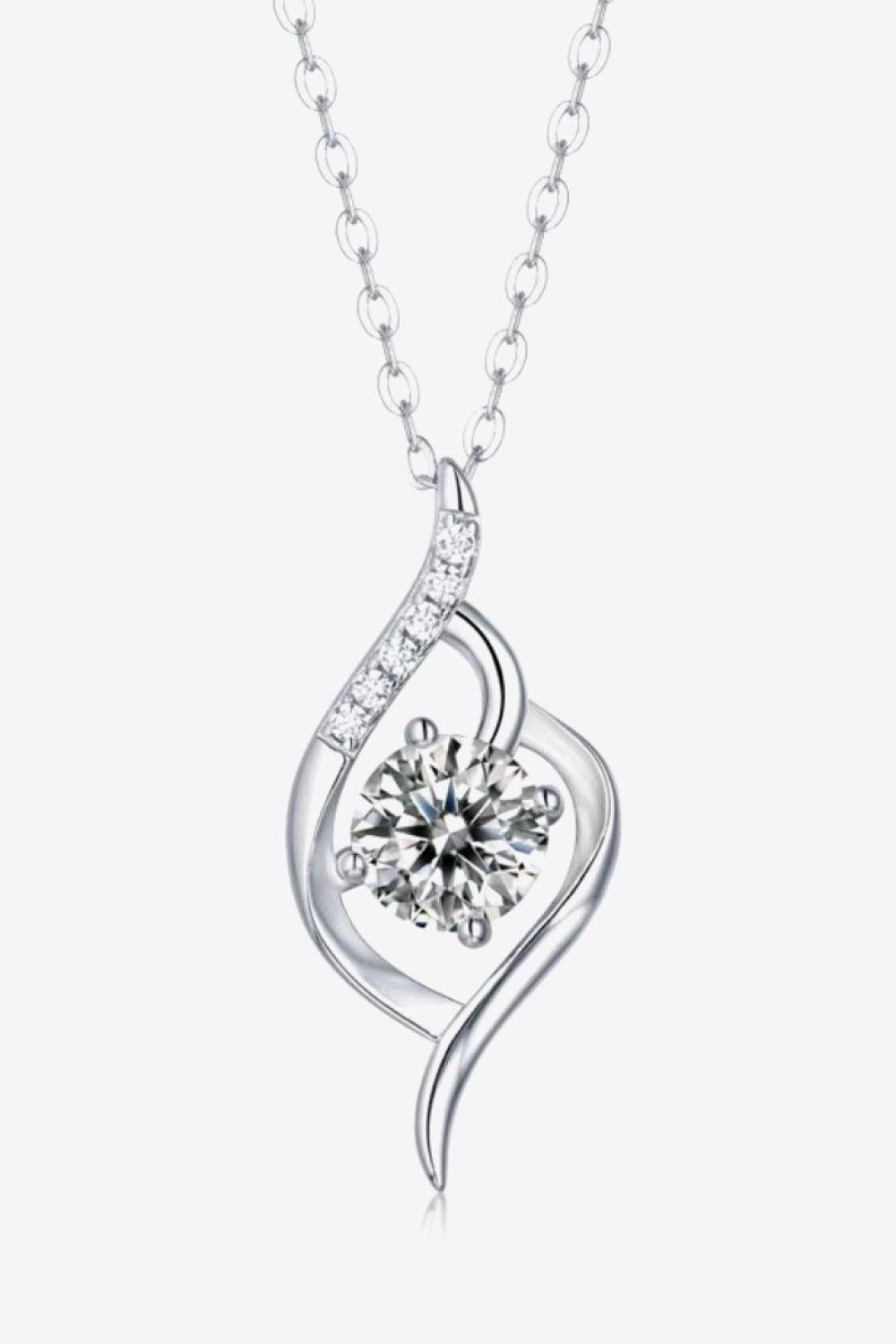 Platinum-Plated 1 Carat Moissanite Pendant Necklace Carauana Store