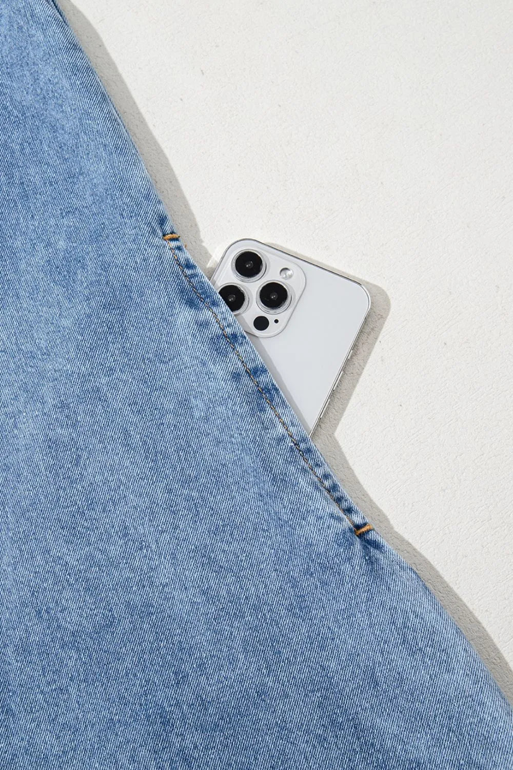 Short Sleeve Collared Patched Pocket Denim Mini Dress Carauana Store