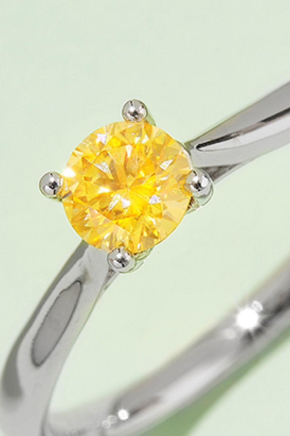 Moissanite Contrast 925 Sterling Silver Solitaire Ring Carauana Store