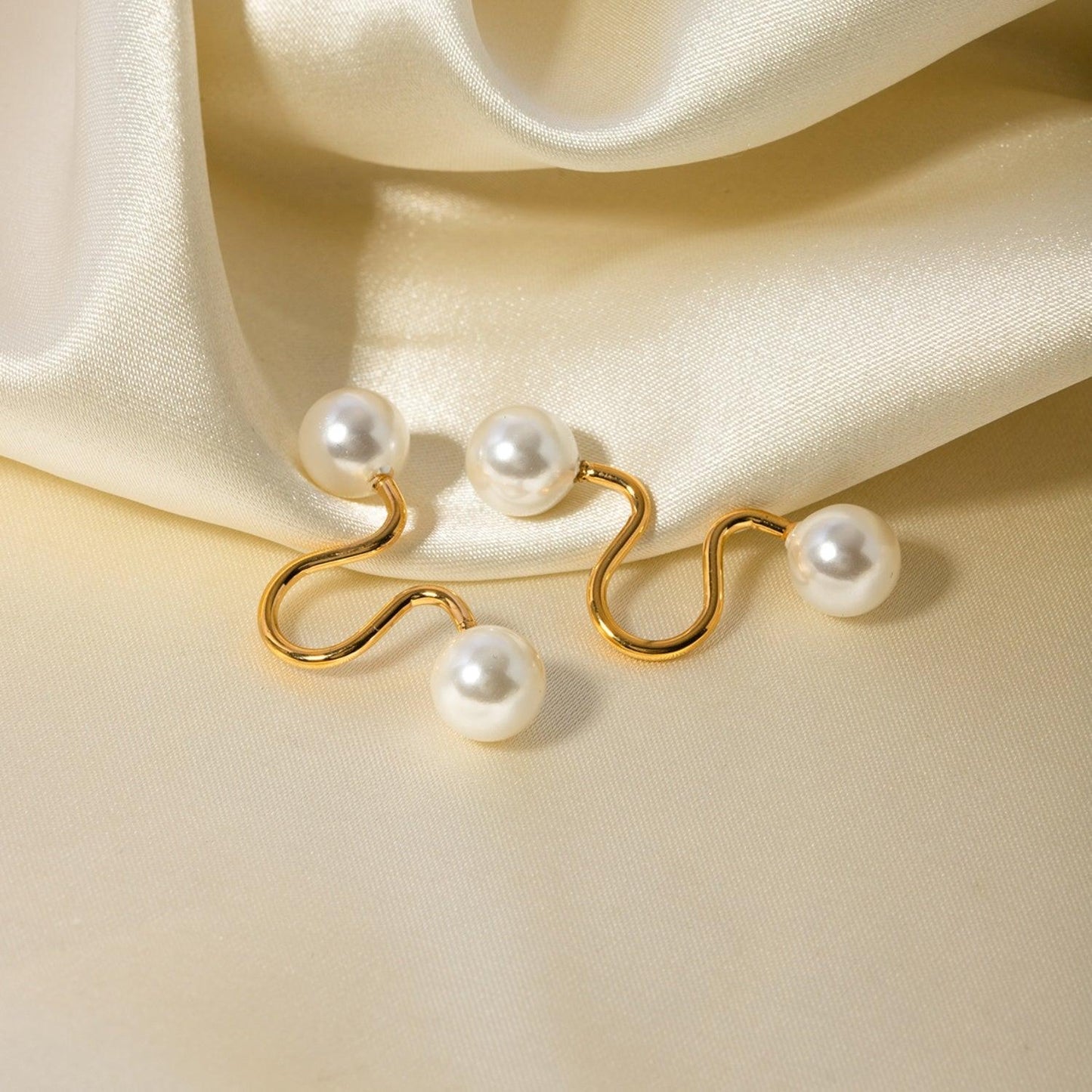 Stainless Steel Imitation Pearl Cuff Earrings Carauana Store