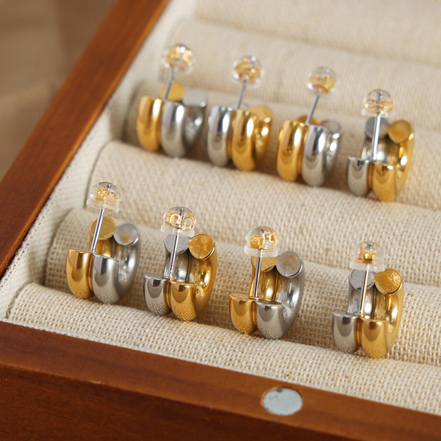 18K Gold-Plated C-Hoop Earrings Carauana Store