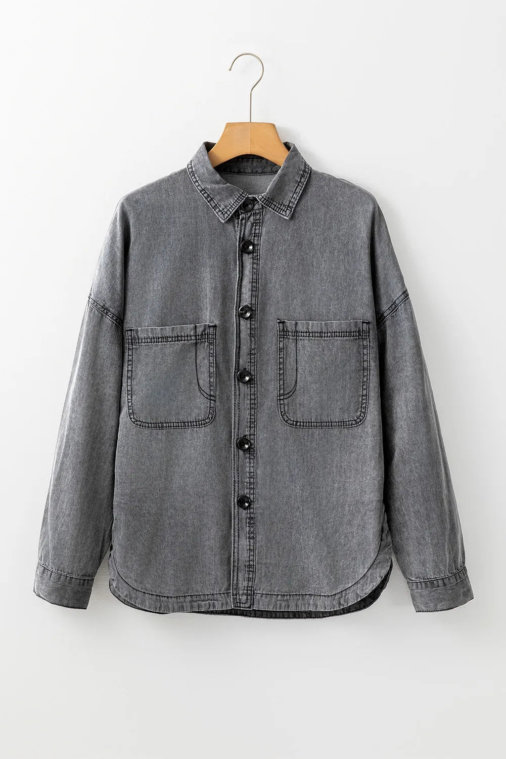 Button Up Long Sleeve Denim Jacket Carauana Store