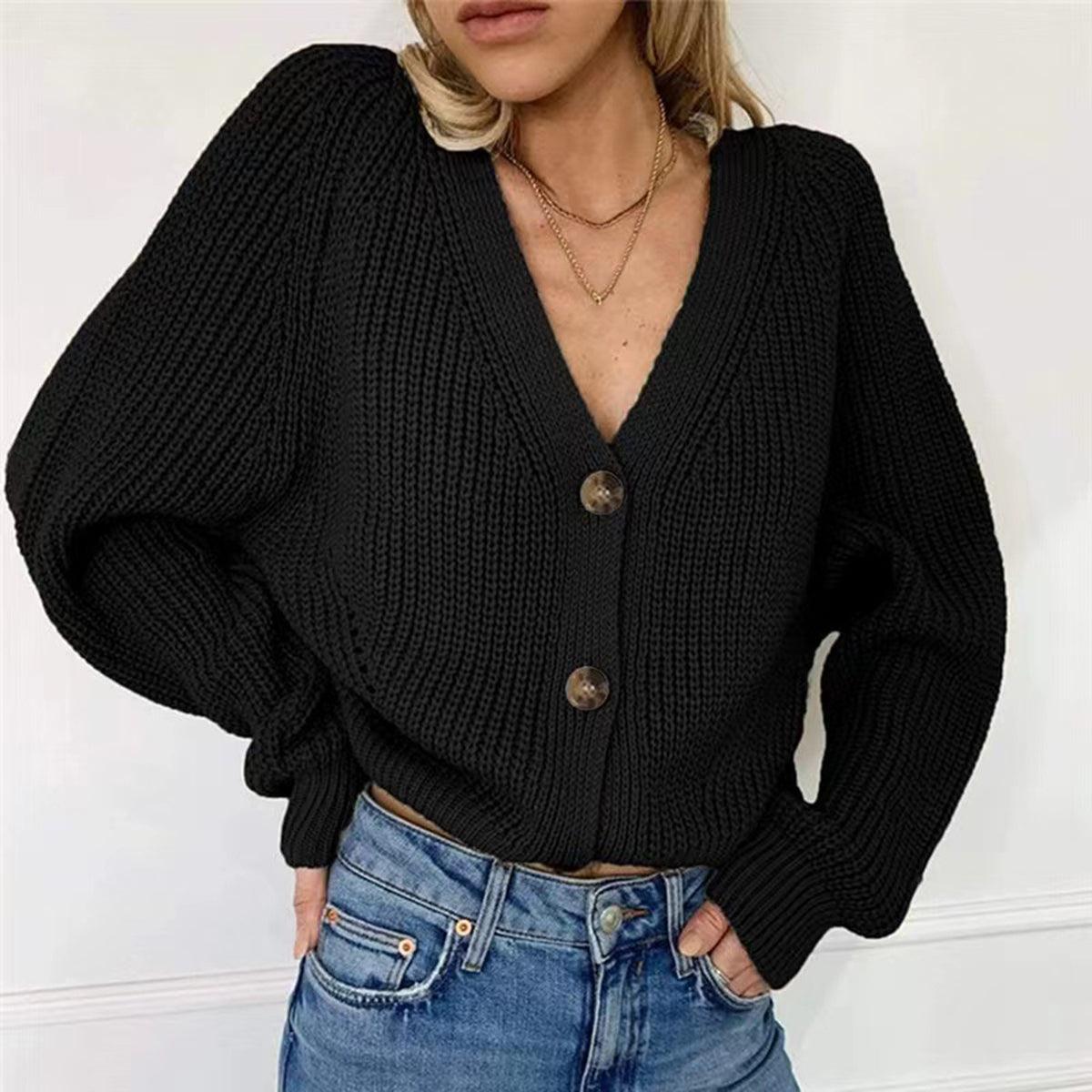 Button Up V-Neck Long Sleeve Cardigan Carauana Store