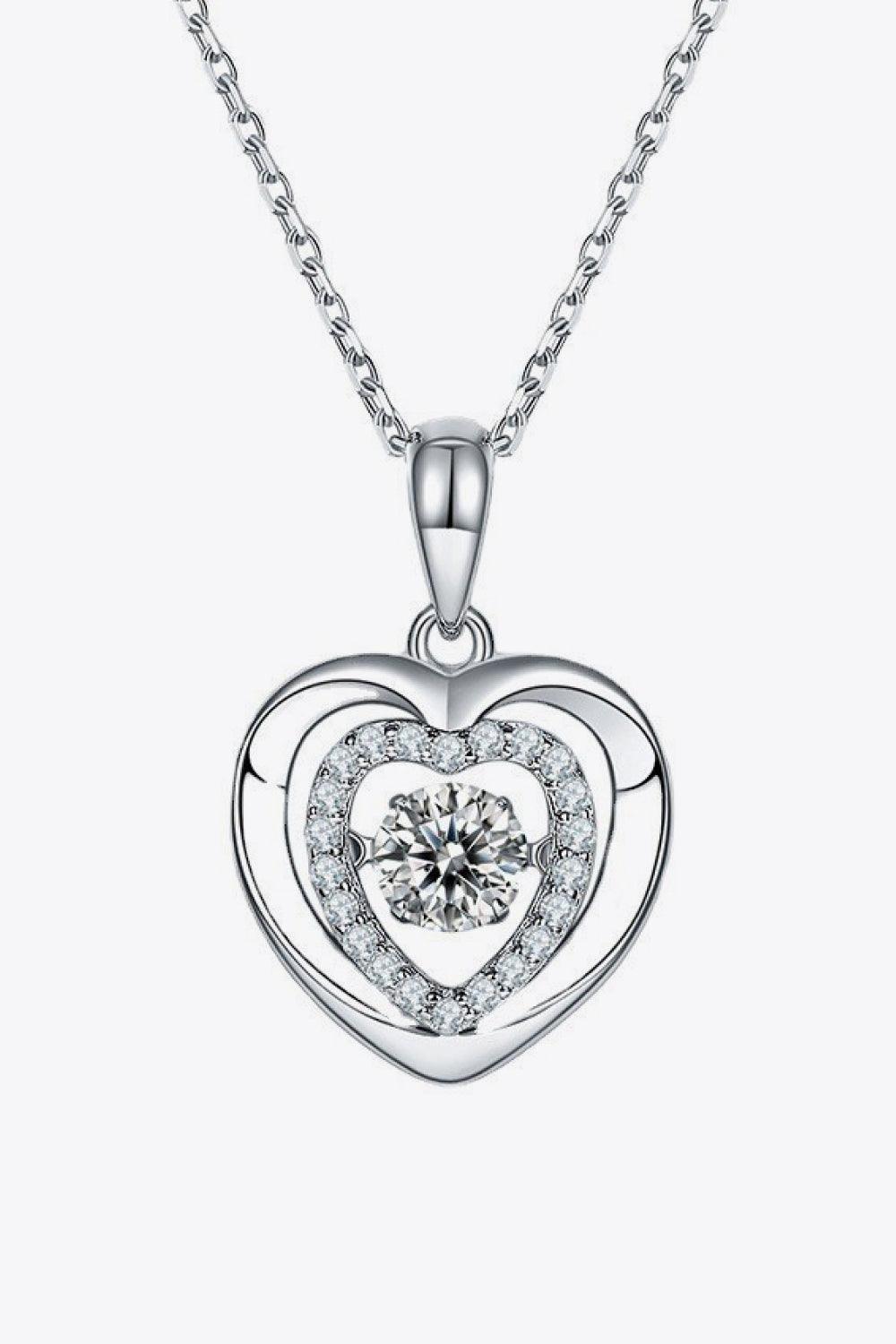 Moissanite Heart Pendant Necklace Carauana Store