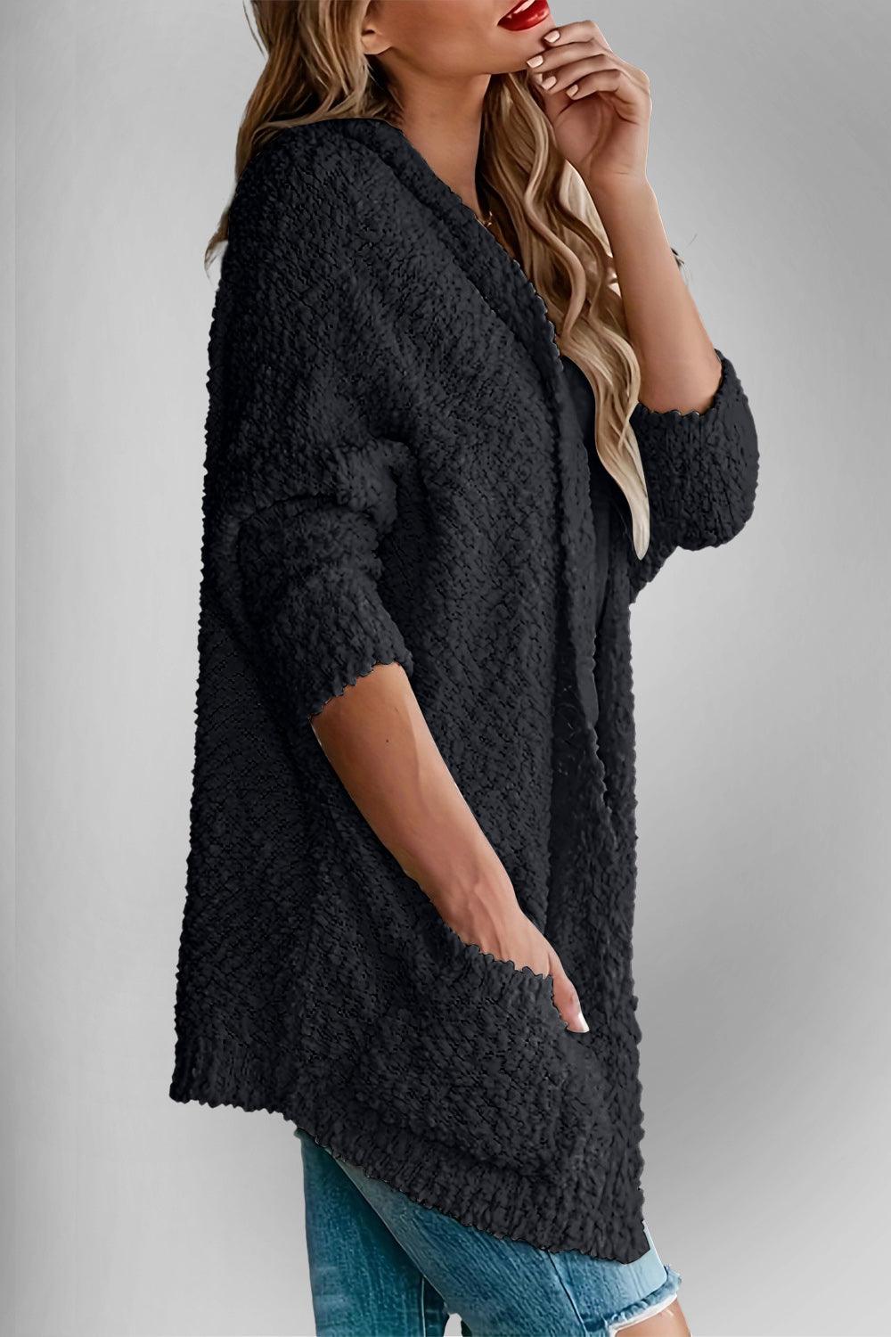 Double Take Pocketed Open Front Long Sleeve Cardigan Carauana Store