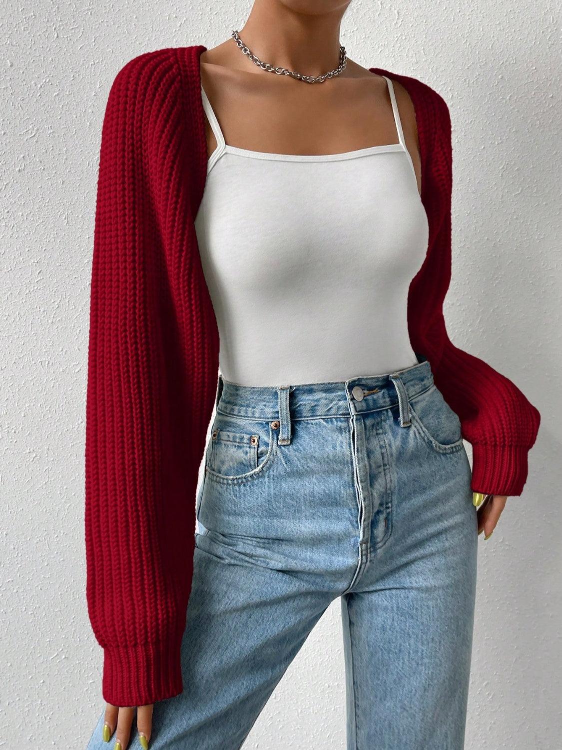 Honey Open Front Long Sleeve Cropped Cardigan Carauana Store
