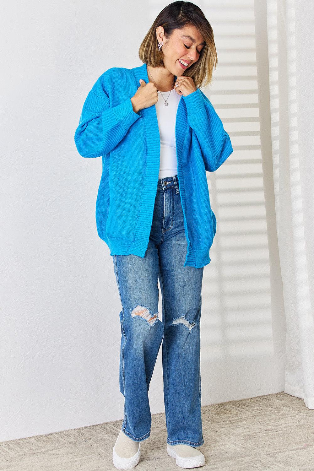 Open Front Dropped Shoulder Cardigan Carauana Store