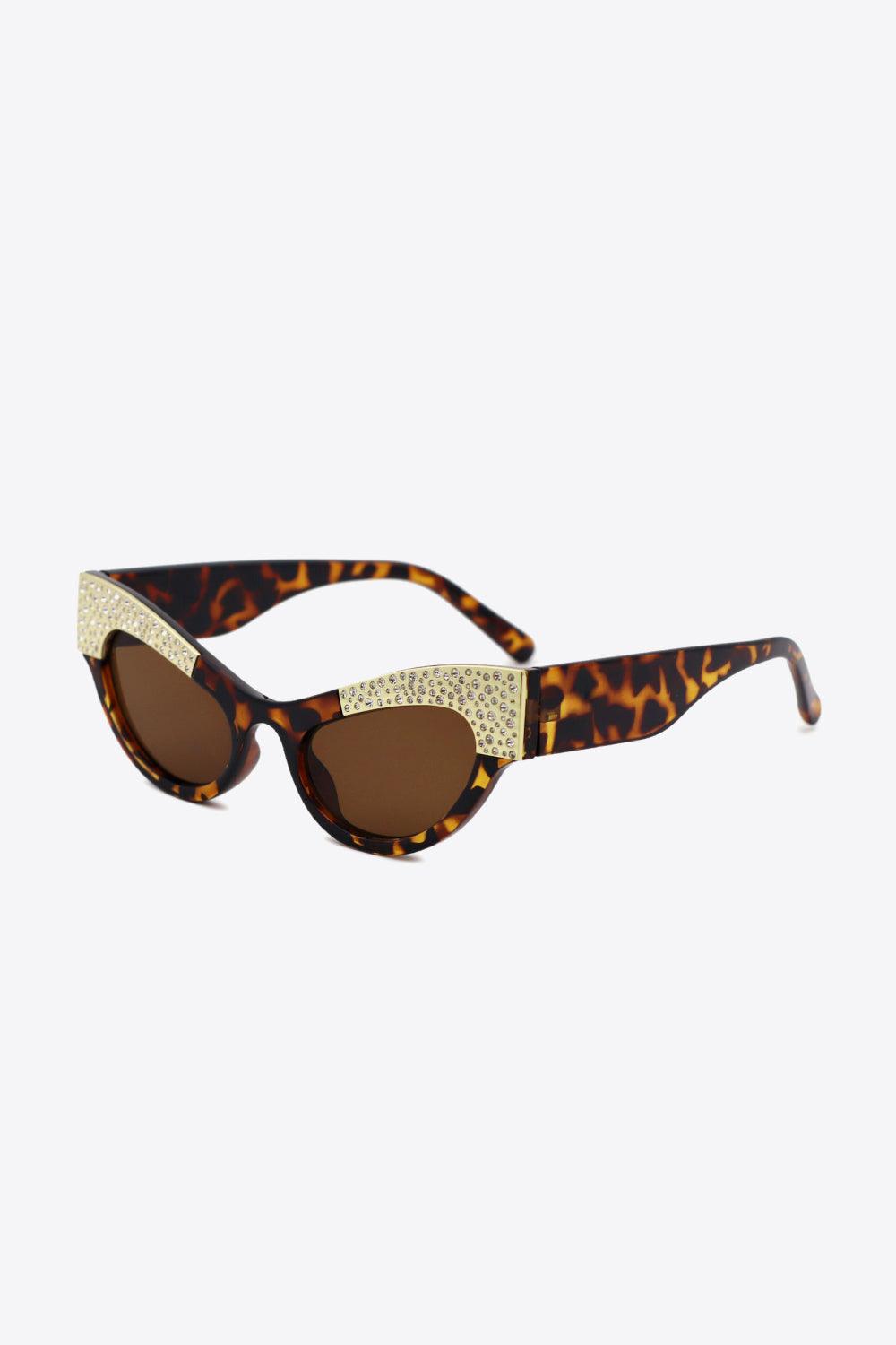 UV400 Rhinestone Trim Cat-Eye Sunglasses Carauana Store