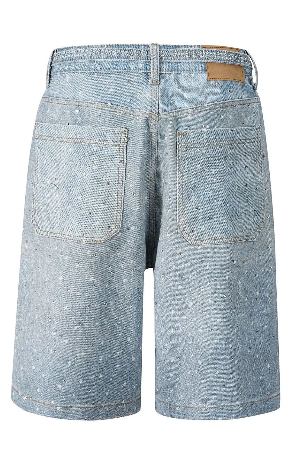 Men's Washed Rhinestone Denim Bermuda Shorts Carauana Store
