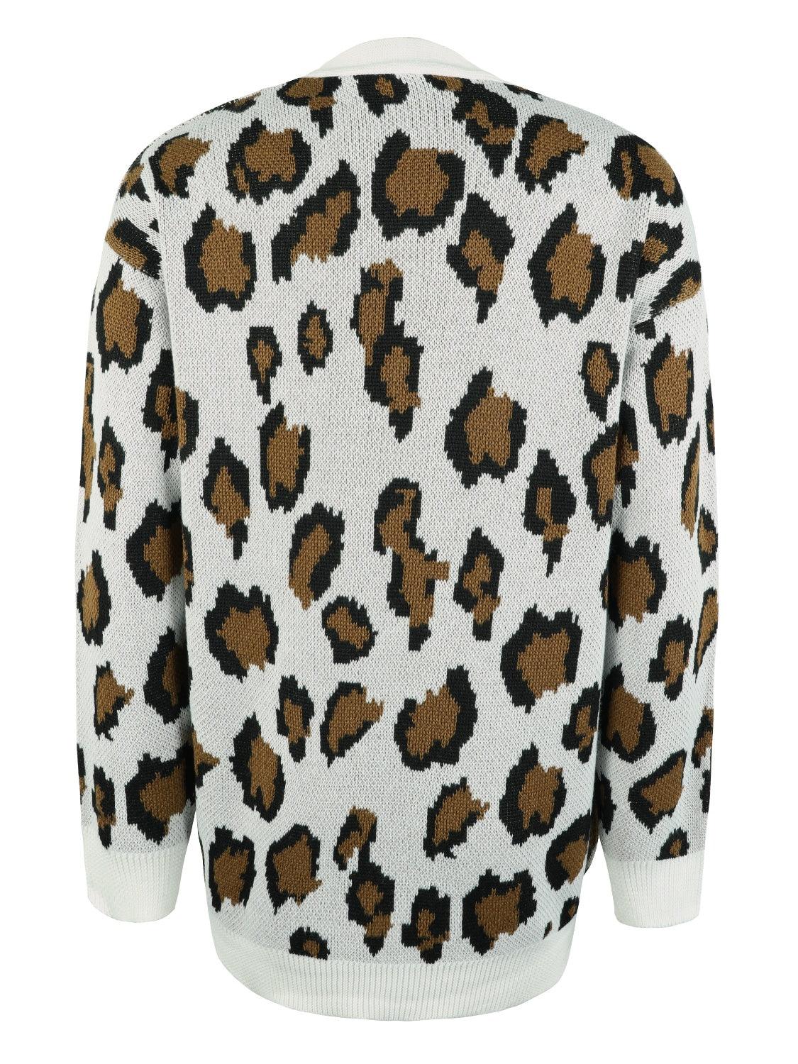 Leopard Open Front Dropped Shoulder Cardigan Carauana Store