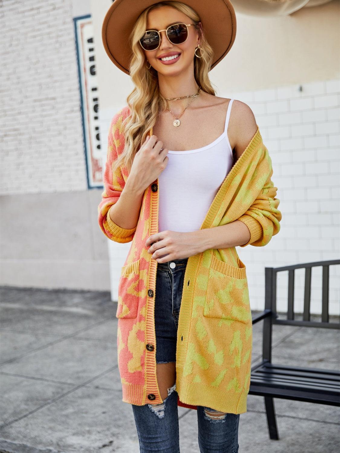 Angel Wings Leopard Button Down Longline Cardigan Carauana Store