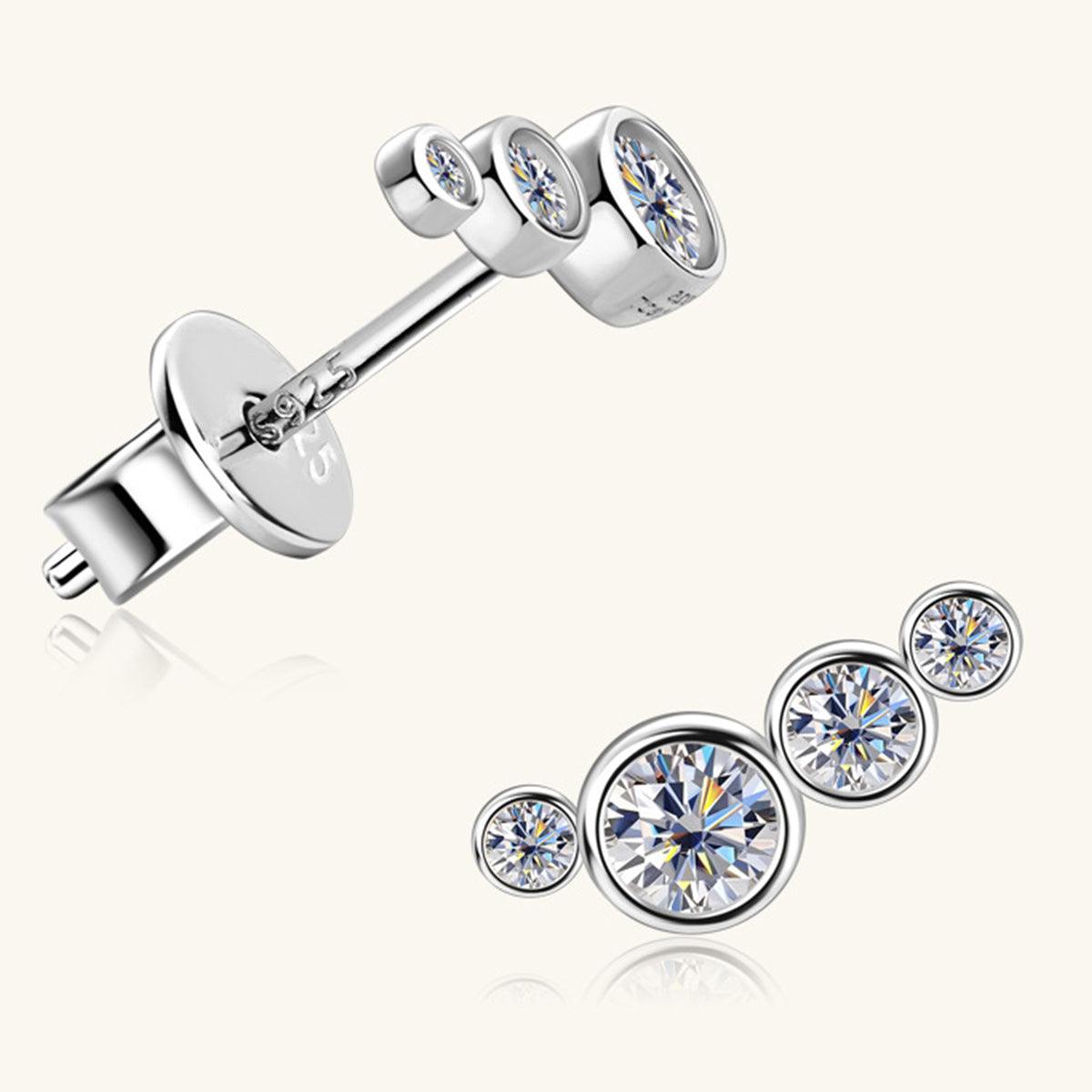 Moissanite 925 Sterling Silver Stud Earrings Carauana Store