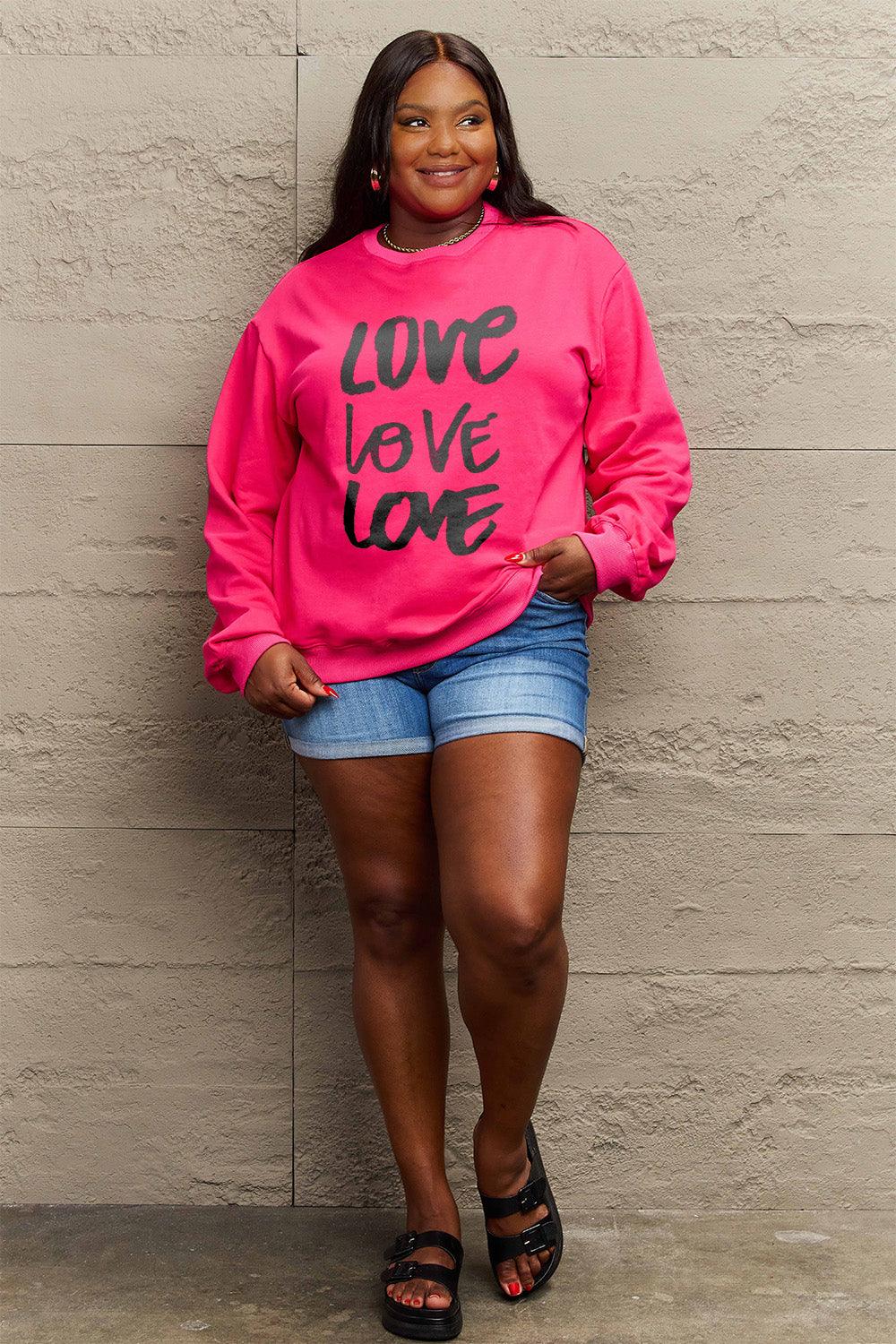 Simply Love Full Size LOVE Round Neck Sweatshirt Carauana Store