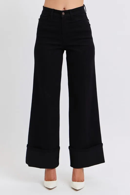 Judy Blue Full Size High Waist Reto Wide Leg W/ Cuff Plus Size Carauana Store