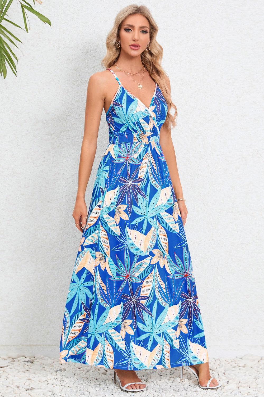 Printed Surplice Maxi Cami Dress Carauana Store