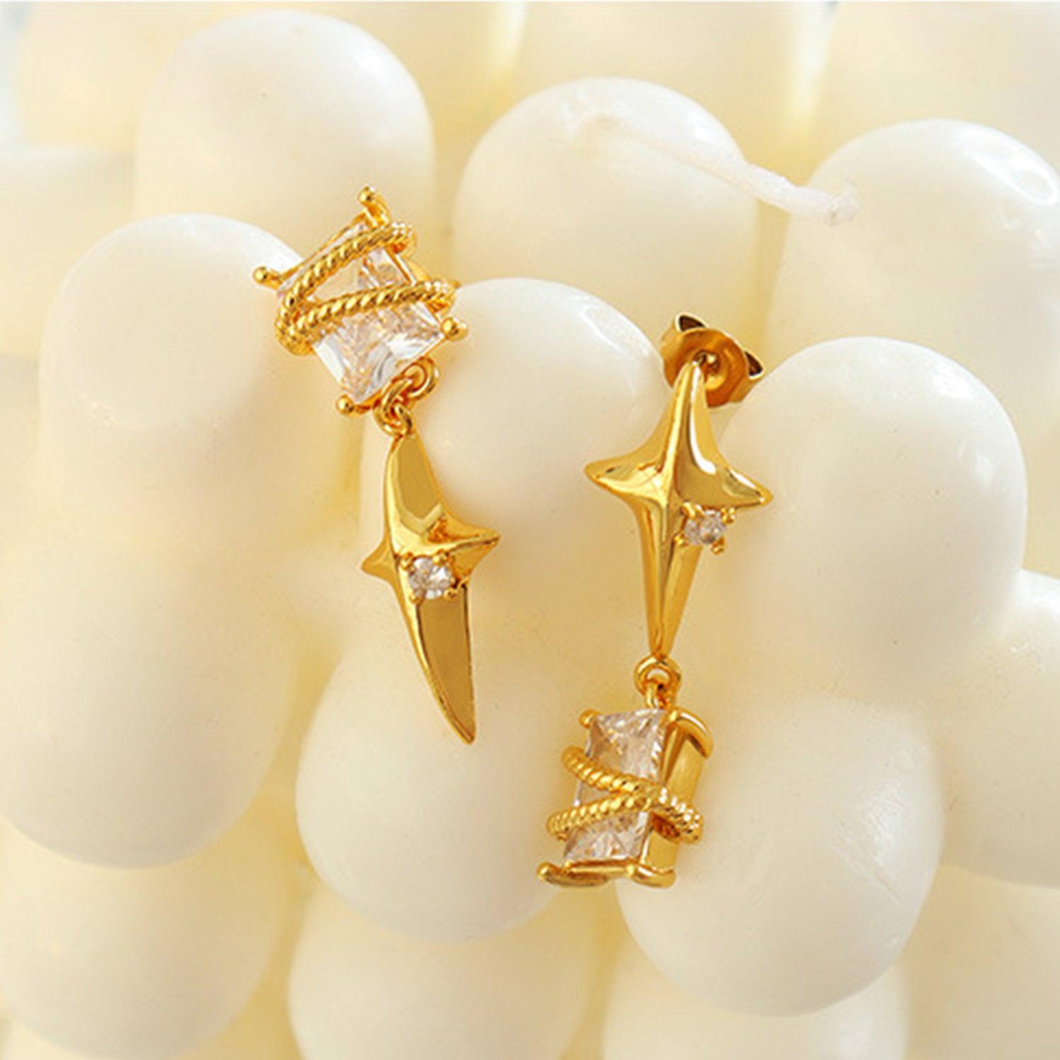 Zircon Copper Geometric Drop Earrings Carauana Store