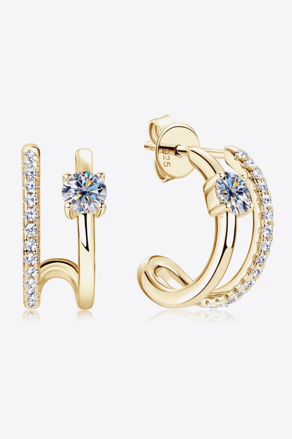 Moissanite 925 Sterling Silver C-Hoop Earrings Carauana Store