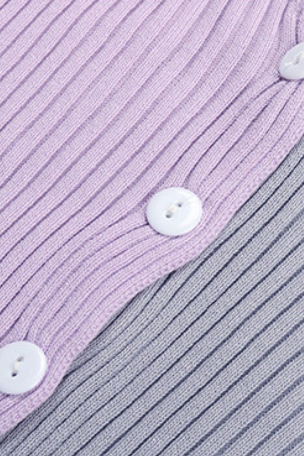 Perfee Contrast Button Up Long Sleeve Cardigan Carauana Store