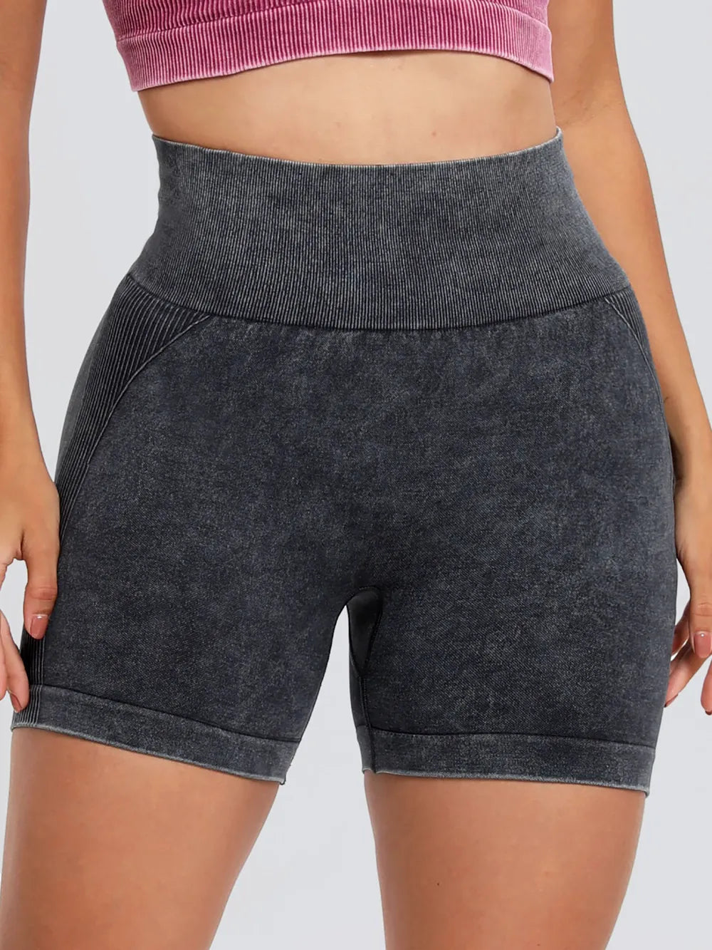 Washed High Waist Active Shorts Carauana Store