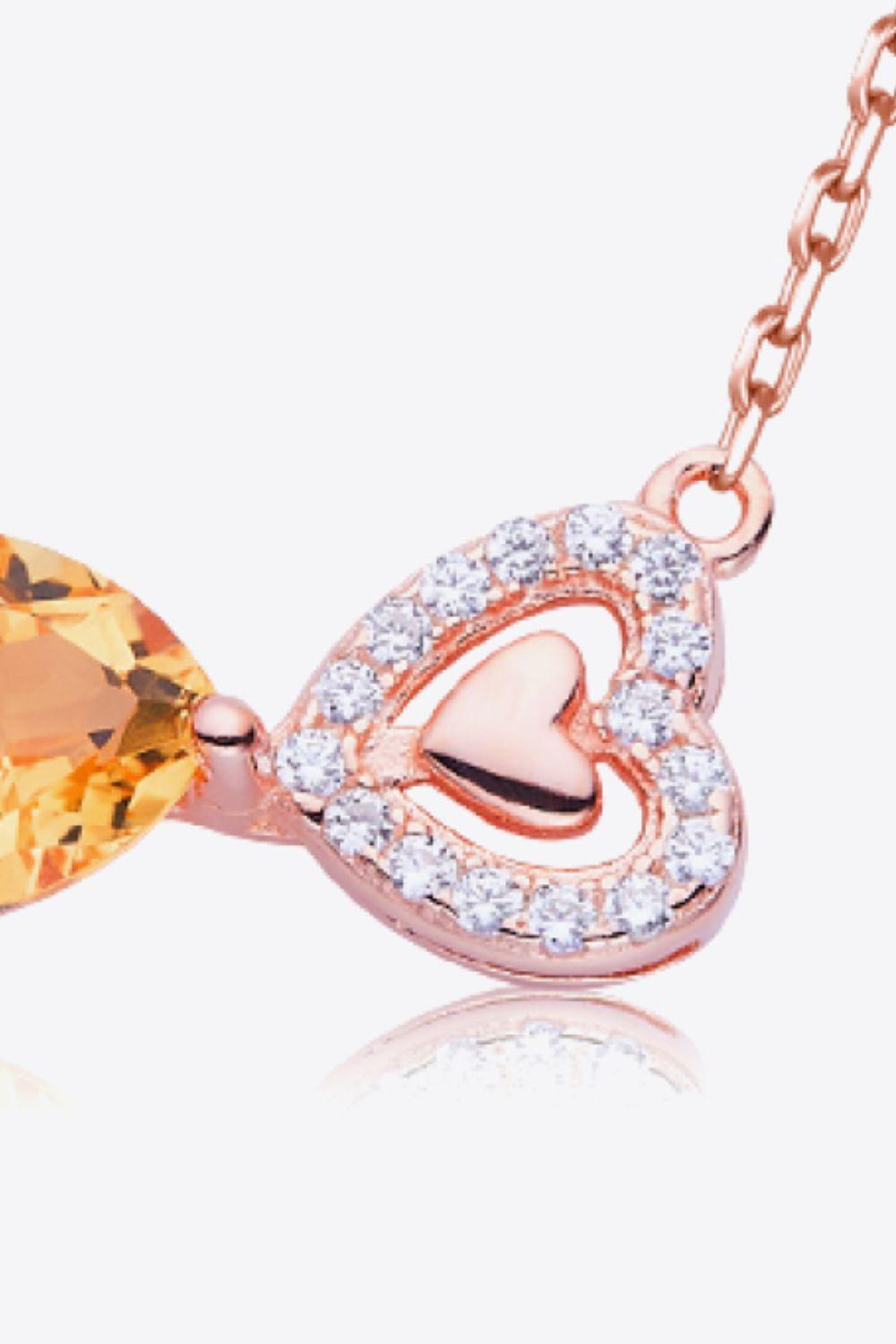 Citrine Heart 925 Sterling Silver Necklace Carauana Store