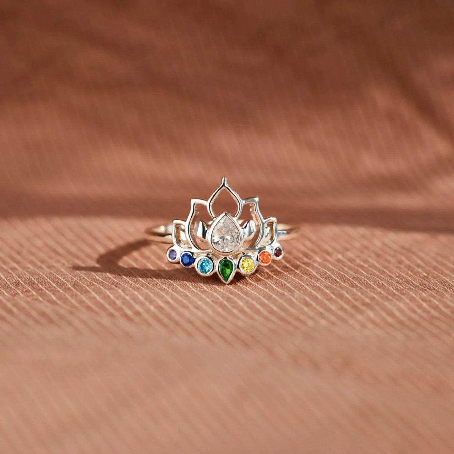925 Sterling Silver Inlaid Zircon Lotus Shape Ring Carauana Store