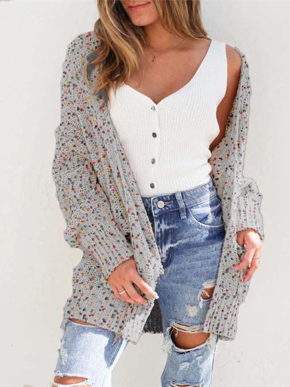 Multicolored Open Front Cardigan Carauana Store