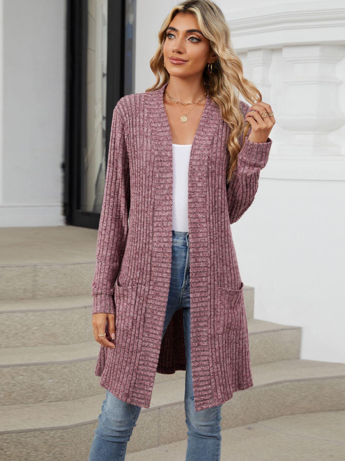 Open Front Long Sleeve Cardigan Carauana Store