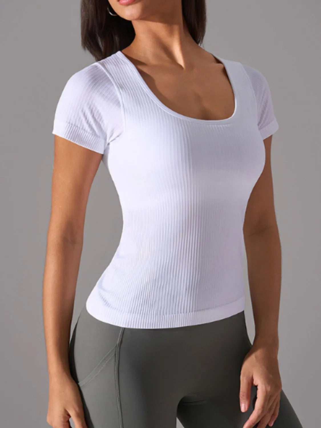 Square Neck Active T-Shirt with Detachable Chest Pads Carauana Store