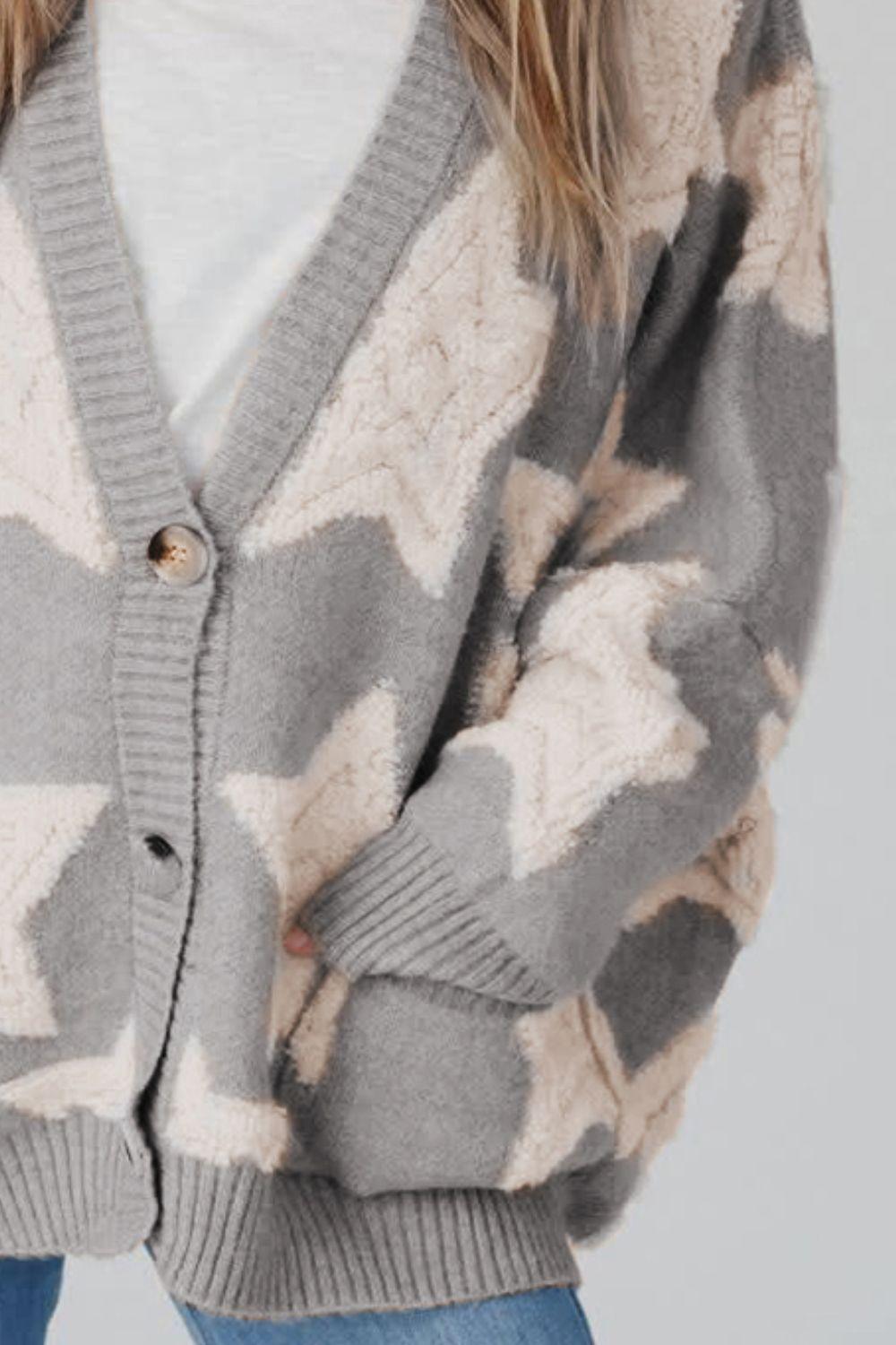 Star Button Up Long Sleeve Cardigan Carauana Store