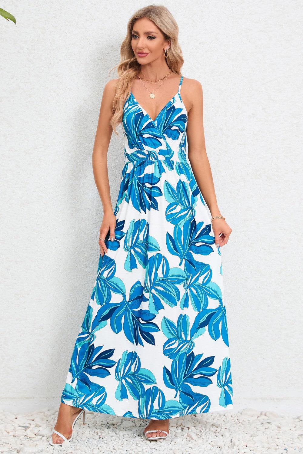 Printed Surplice Maxi Cami Dress Carauana Store