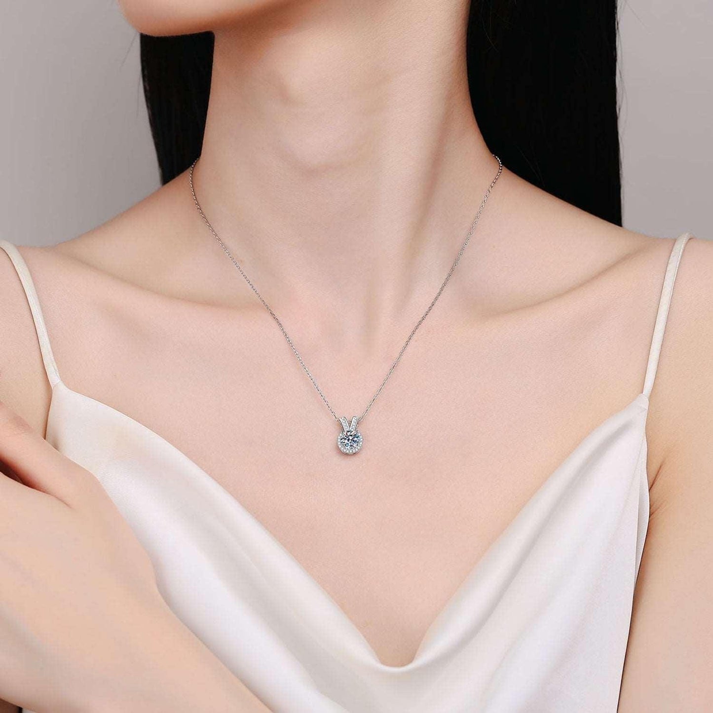 1 Carat Moissanite Rabbit Ears Shape Pendant Necklace Carauana Store