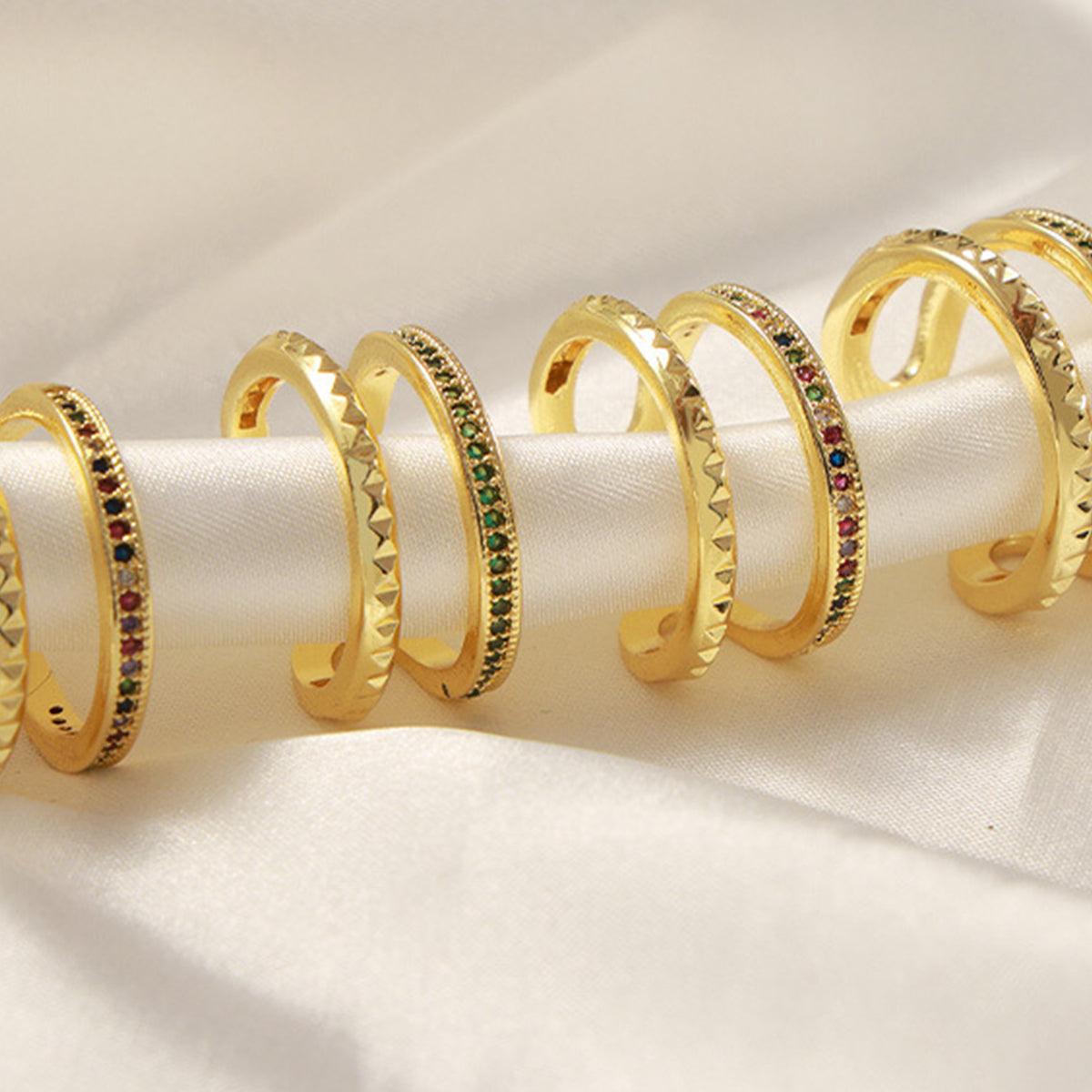 Gold-Plated Czech Diamond Double-Layered Ring Carauana Store