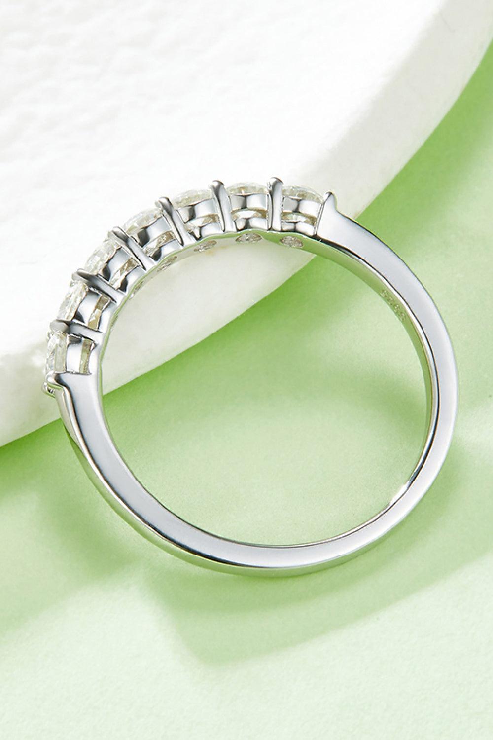 Moissanite Platinum-Plated Half-Eternity Ring Carauana Store