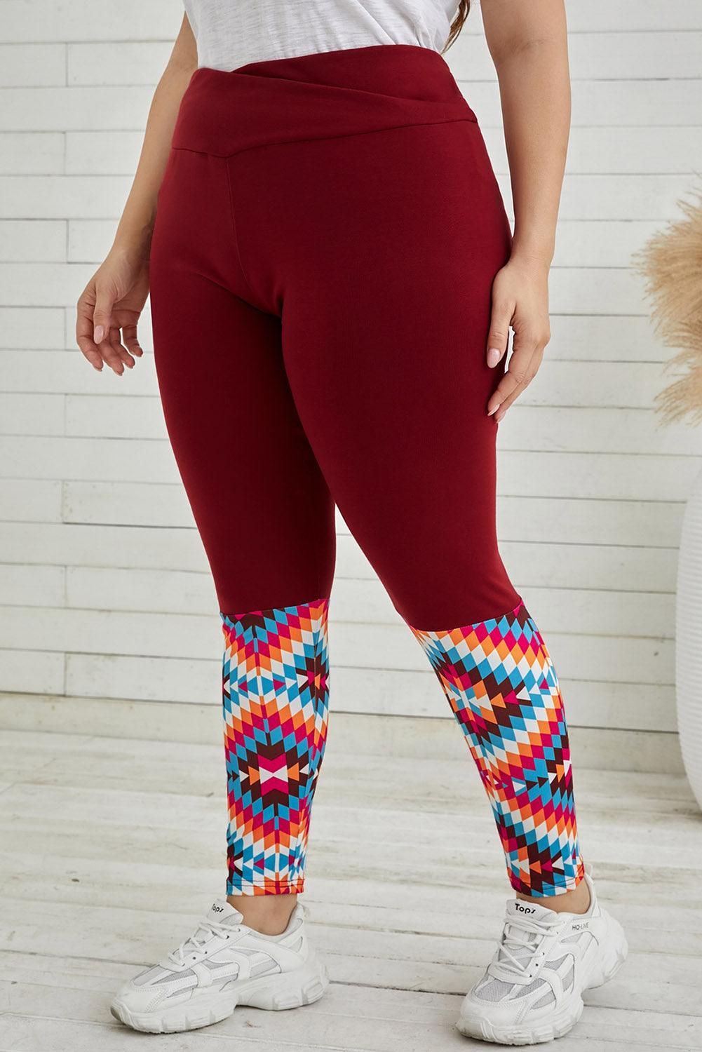 Plus Size Geometric Print High Waist Leggings Carauana Store