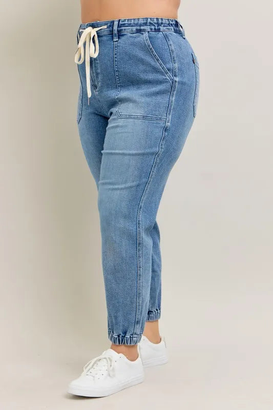 Judy Blue Full Size High Waist Denim Jogger Plus Size Carauana Store