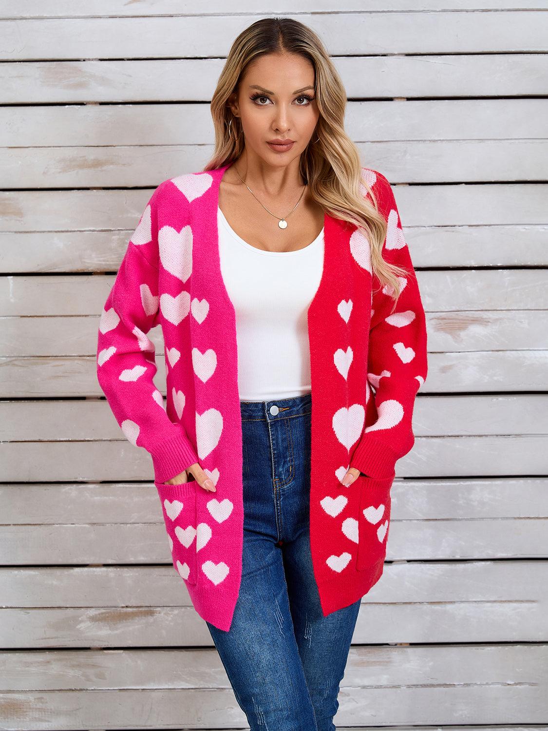 Angel Wings Heart Open Front Long Sleeve Cardigan Carauana Store