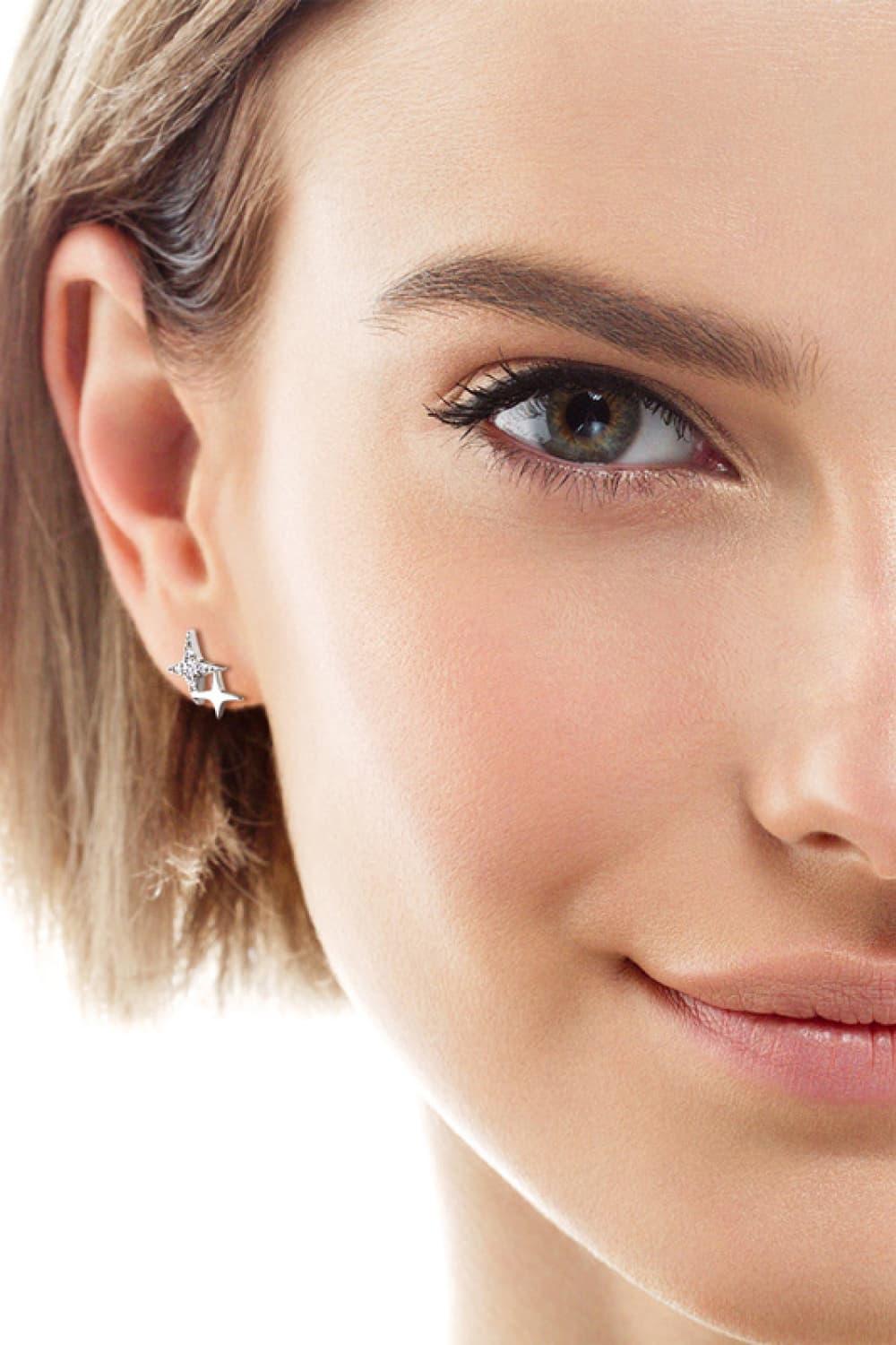 Moissanite 925 Sterling Silver Star Shape Earrings Carauana Store