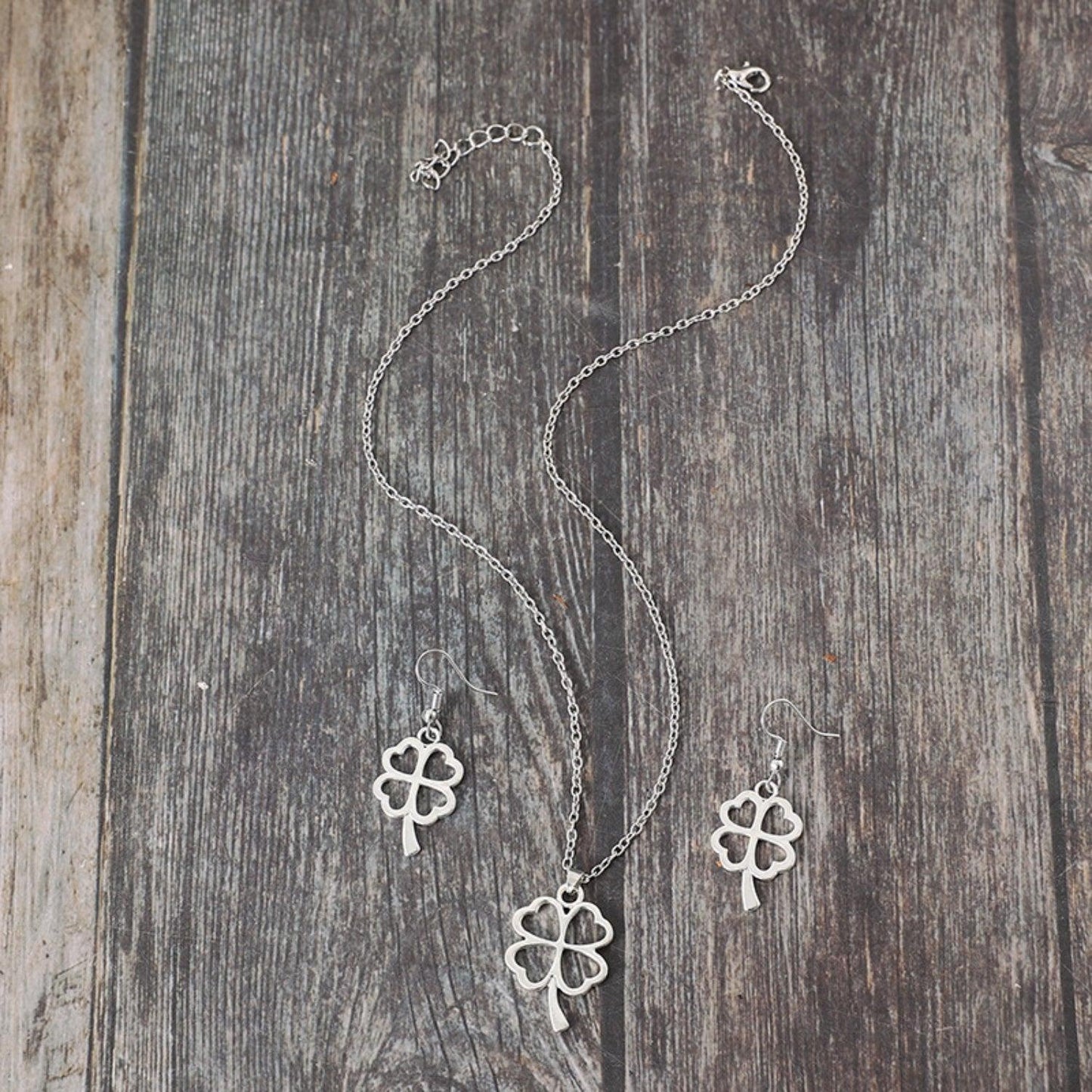 Lucky Clover Alloy Earrings and Necklace Jewelry Set Carauana Store