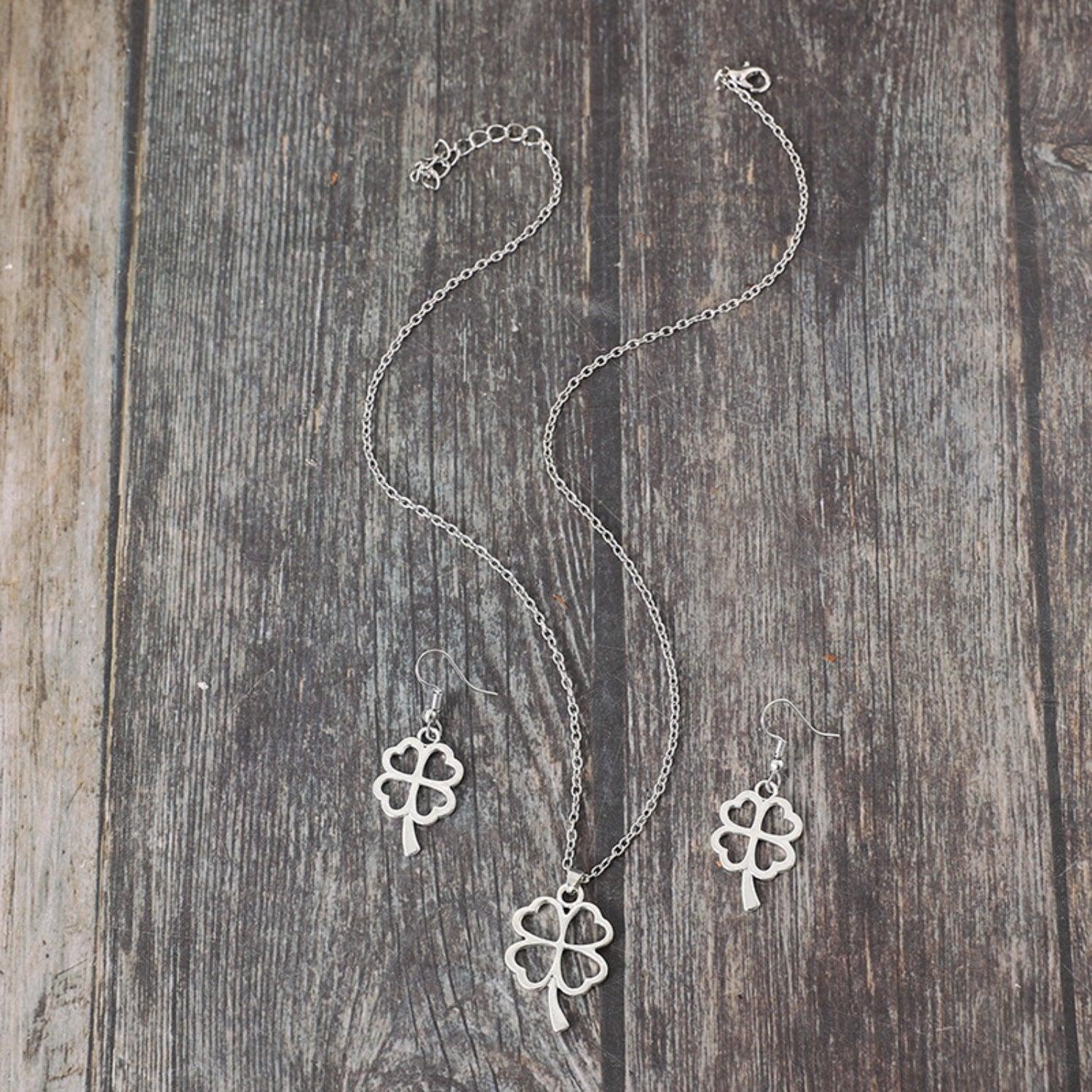Lucky Clover Alloy Earrings and Necklace Jewelry Set Carauana Store