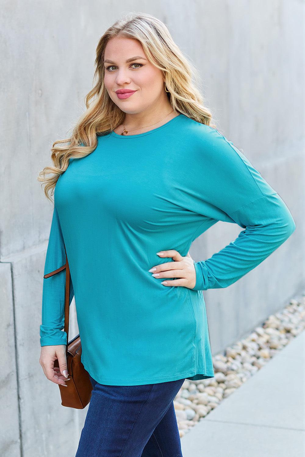 Basic Bae Full Size Round Neck Dropped Shoulder T-Shirt Carauana Store