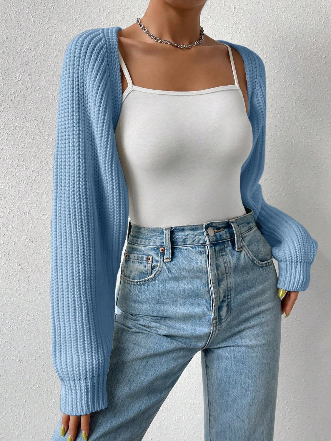 Honey Open Front Long Sleeve Cropped Cardigan Carauana Store
