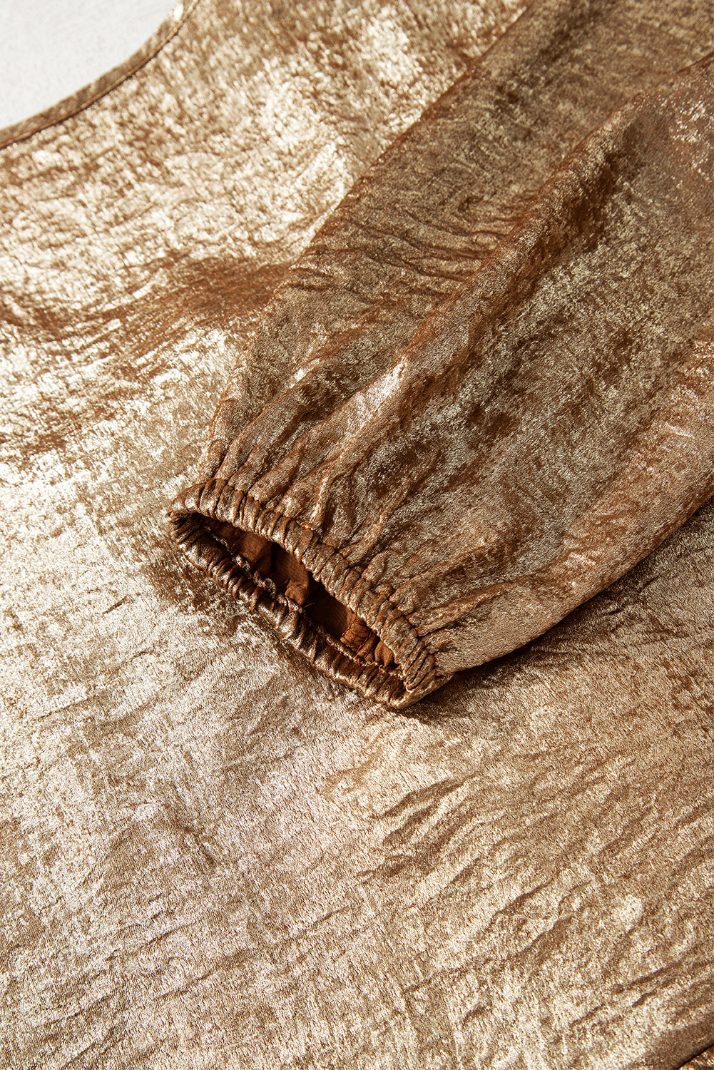 Gold Metallic Tied Front Babydoll Blouse